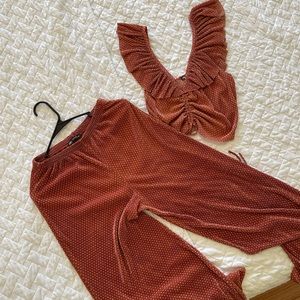 Zara Pleated Matching Polka Dot Copper Set